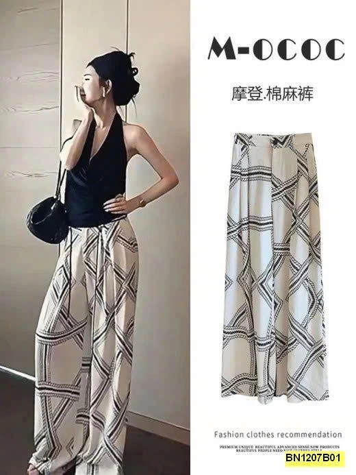 QUẦN SUÔNG ỐNG RỘNG HỌA TIẾT ANNA