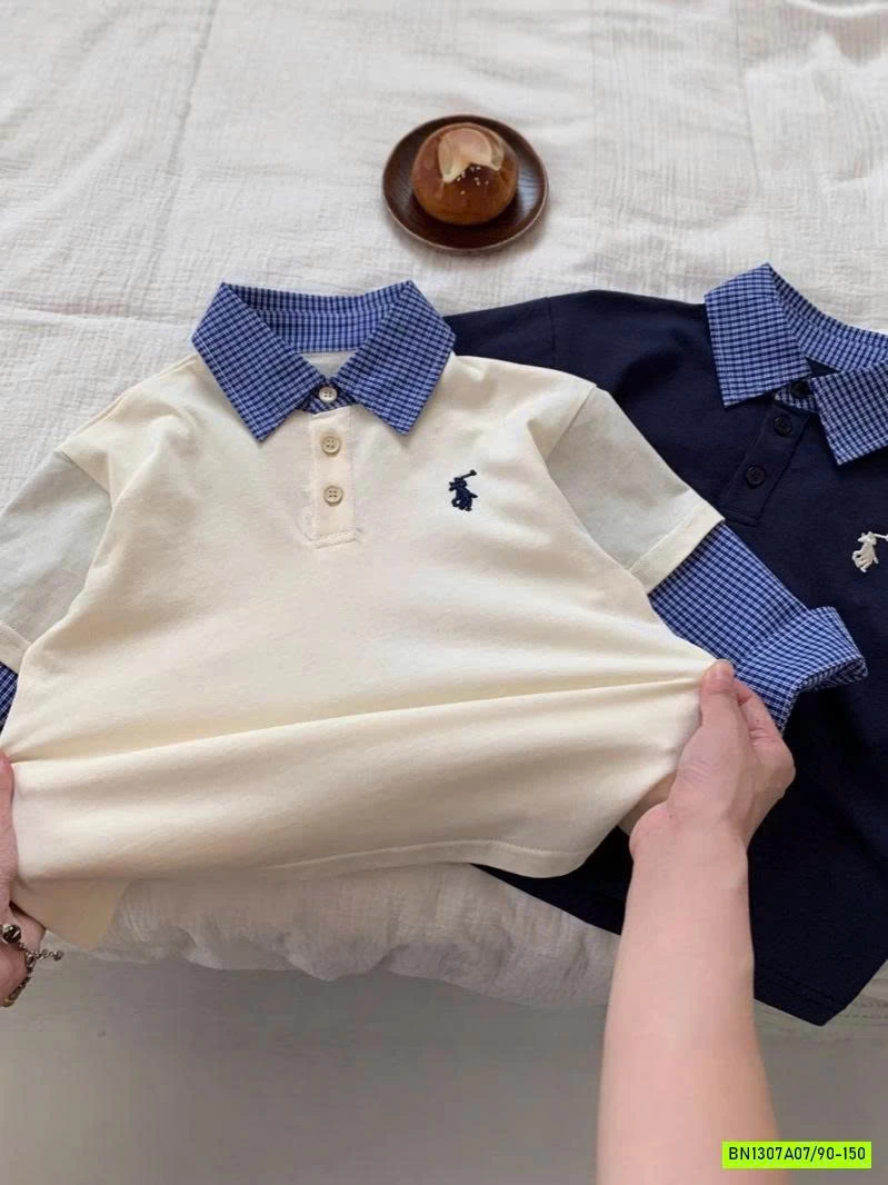 ÁO POLO GIẢ 2 LỚP CARO XANH