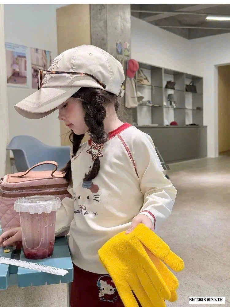 SET ÁO DÀI TAY MIX QUẦN SUÔNG HELLO KITTY