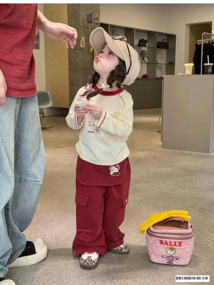 SET ÁO DÀI TAY MIX QUẦN SUÔNG HELLO KITTY