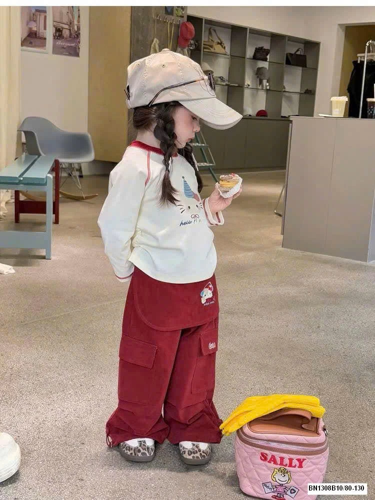 SET ÁO DÀI TAY MIX QUẦN SUÔNG HELLO KITTY