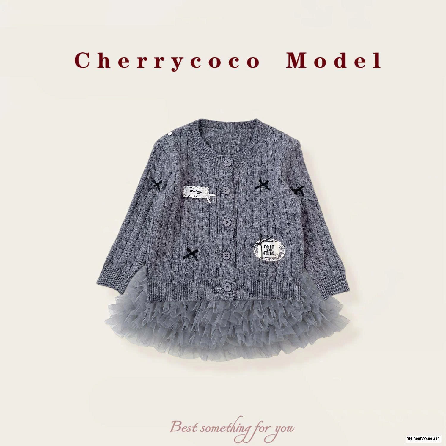 SÉT ÁO LEN MIX CHÂN VÁY TUTU XÁM CHERYCOCO