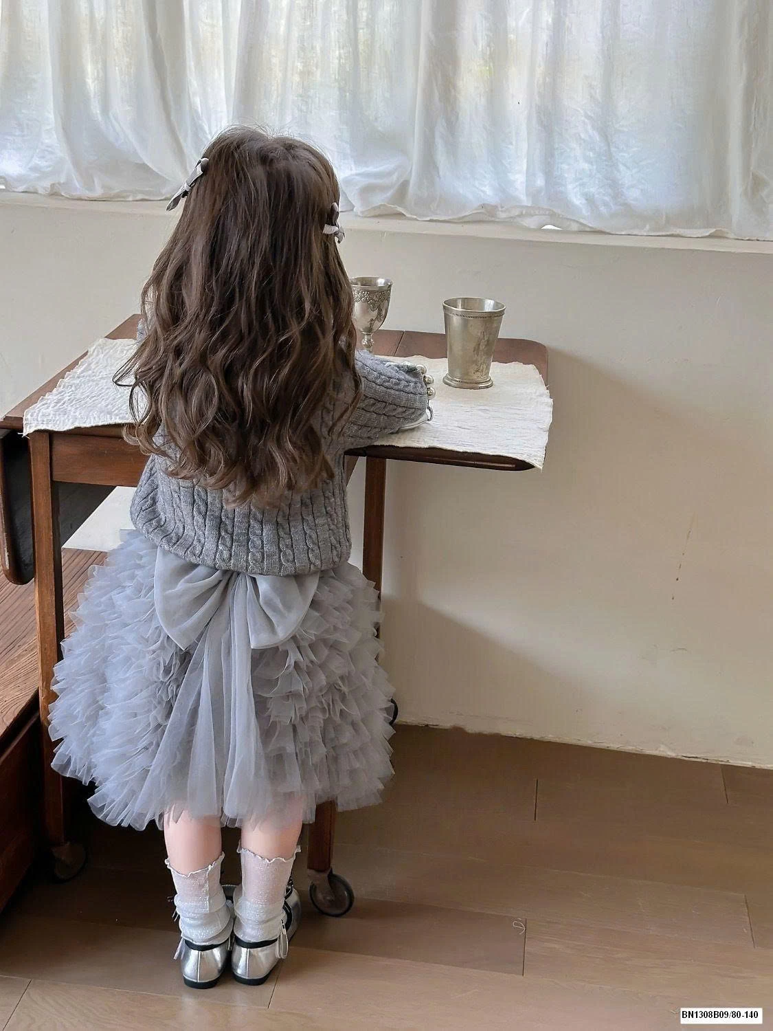 SÉT ÁO LEN MIX CHÂN VÁY TUTU XÁM CHERYCOCO