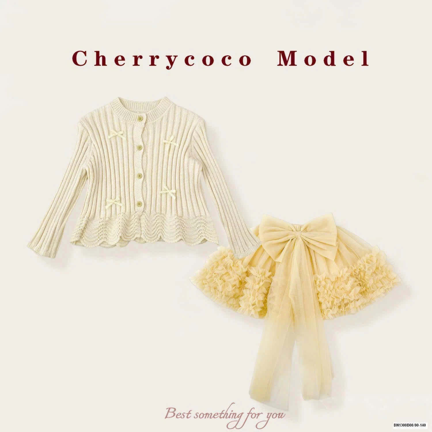 SET ÁO LEN + CHÂN VÁY TUTU VÀNG CHERRYCOCO
