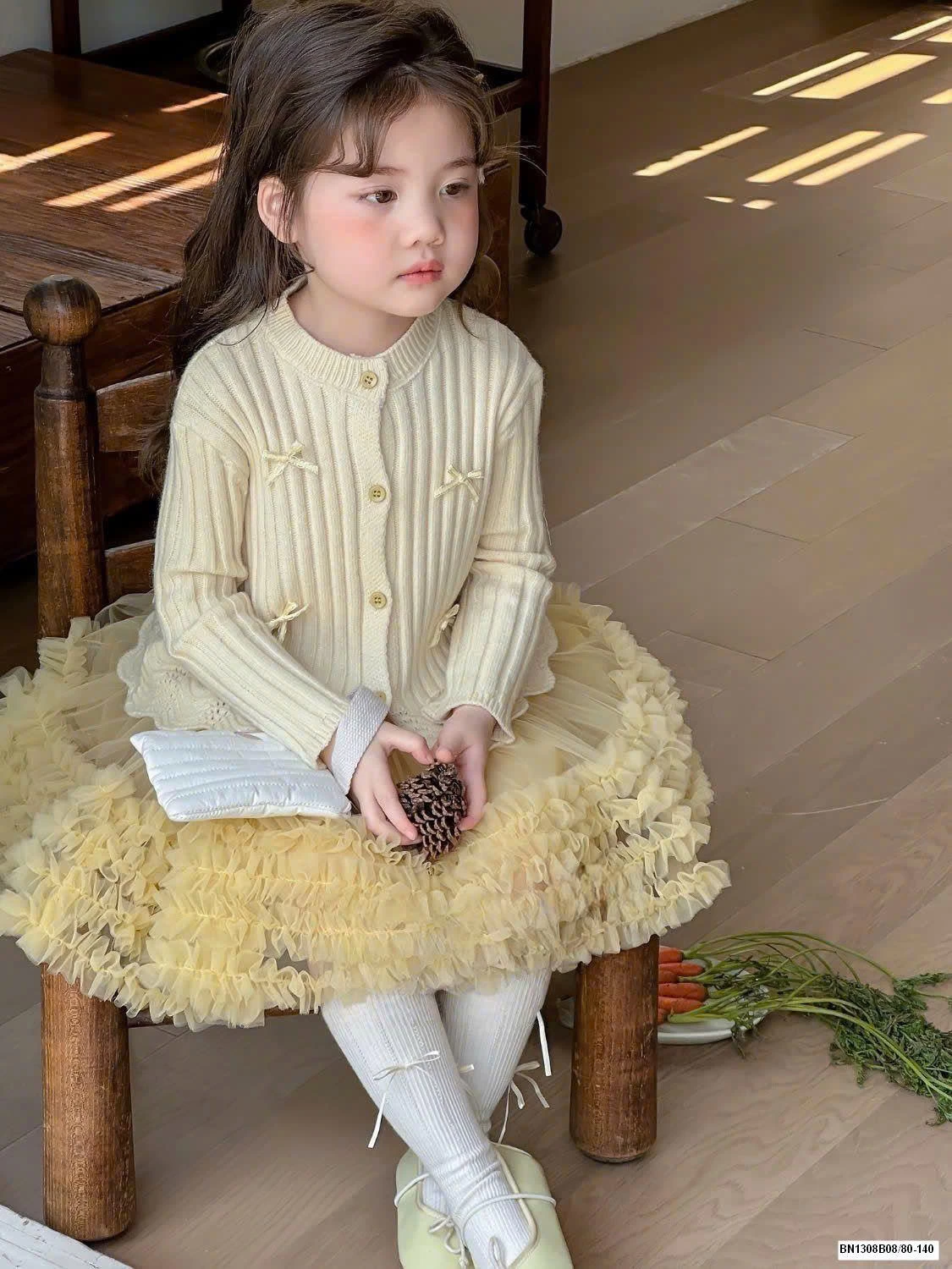 SET ÁO LEN + CHÂN VÁY TUTU VÀNG CHERRYCOCO