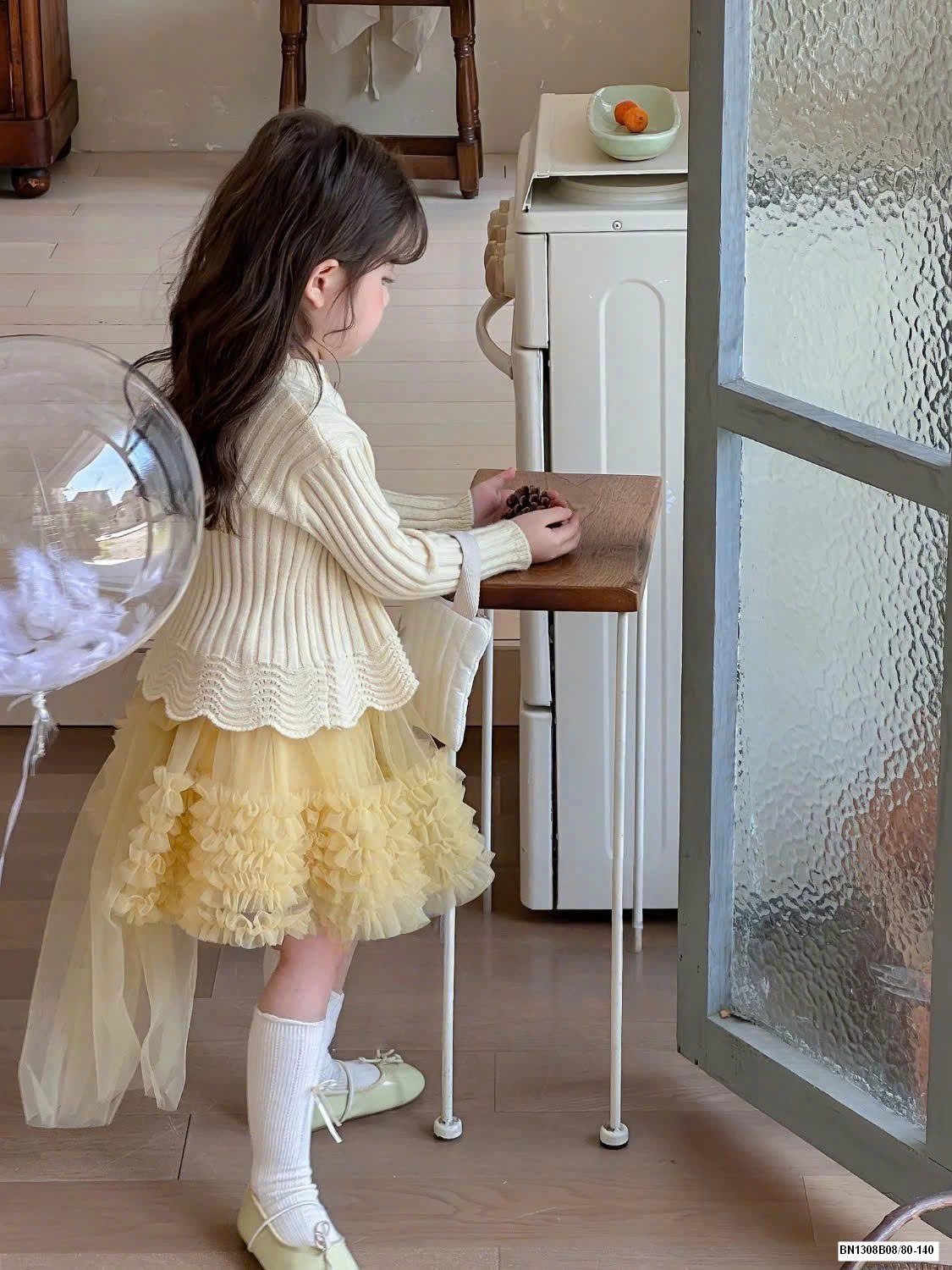 SET ÁO LEN + CHÂN VÁY TUTU VÀNG CHERRYCOCO