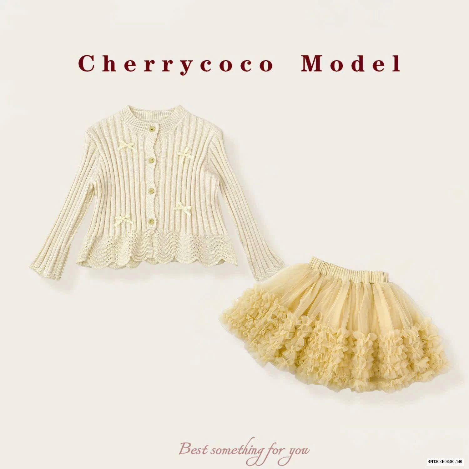 SET ÁO LEN + CHÂN VÁY TUTU VÀNG CHERRYCOCO