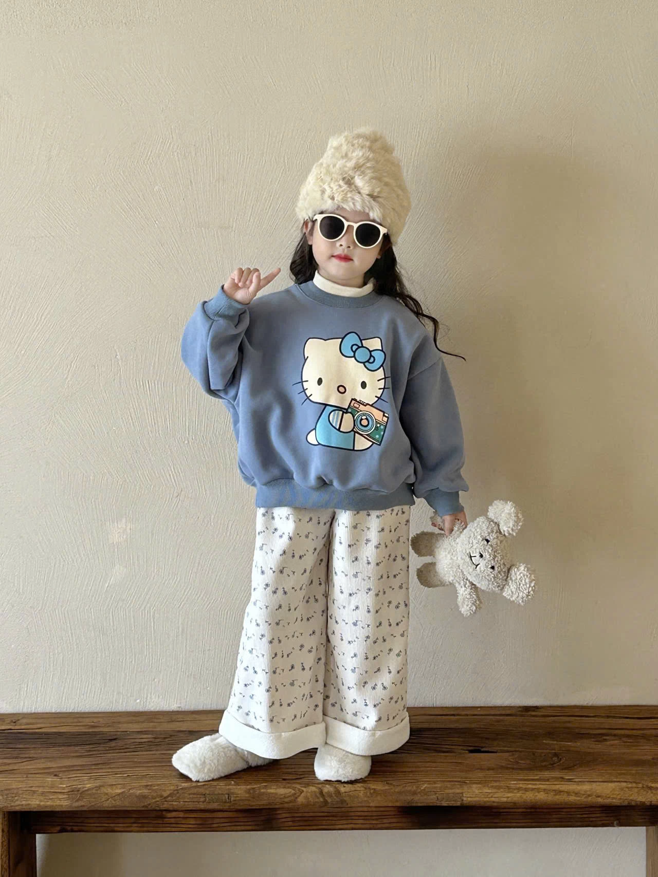 SET ÁO NỈ HELLO KITTY MIX QUẦN SUÔNG