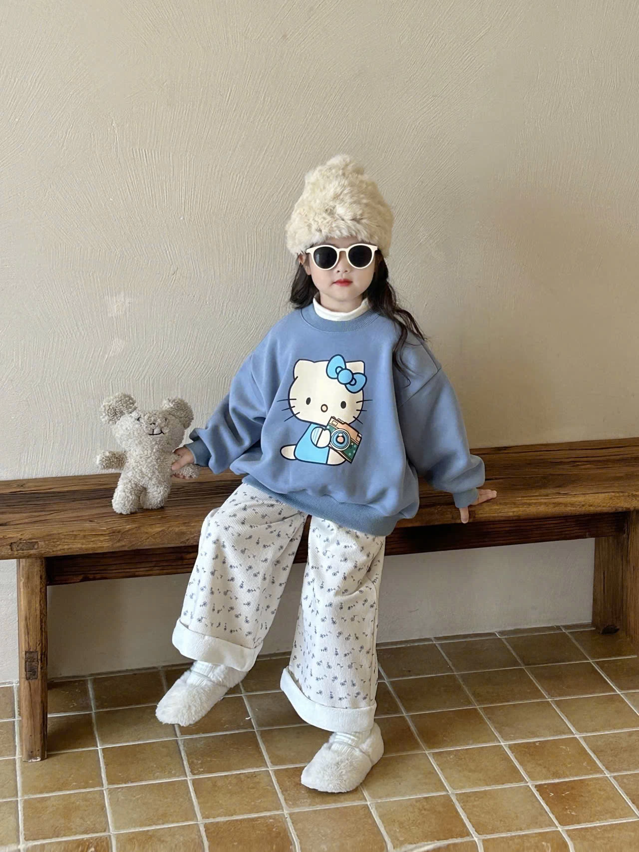 SET ÁO NỈ HELLO KITTY MIX QUẦN SUÔNG