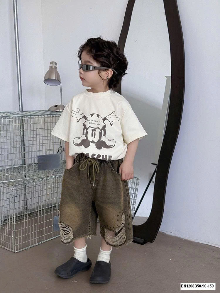 QUẦN SHORT JEAN RÁCH NÂU