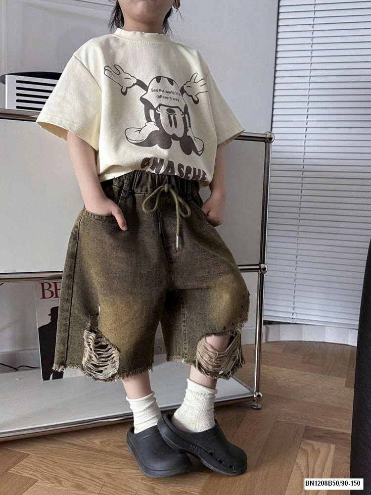 QUẦN SHORT JEAN RÁCH NÂU