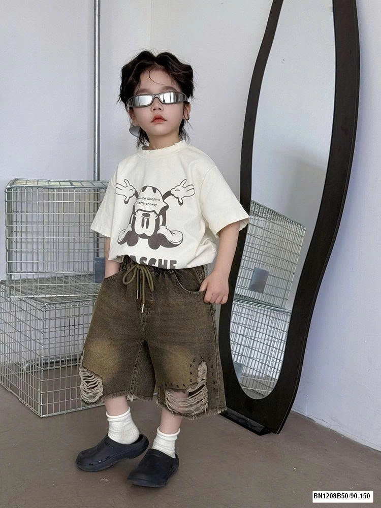 QUẦN SHORT JEAN RÁCH NÂU