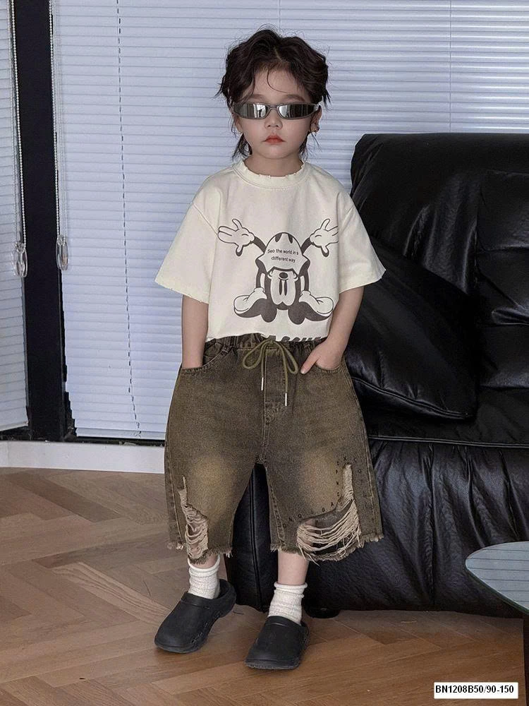 QUẦN SHORT JEAN RÁCH NÂU