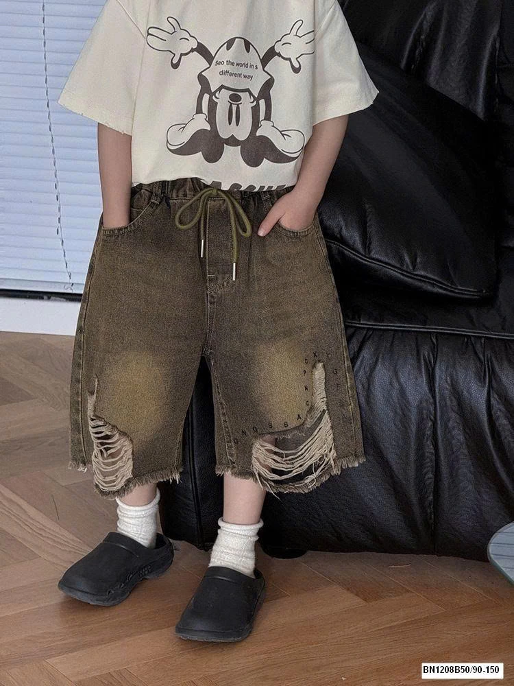 QUẦN SHORT JEAN RÁCH NÂU