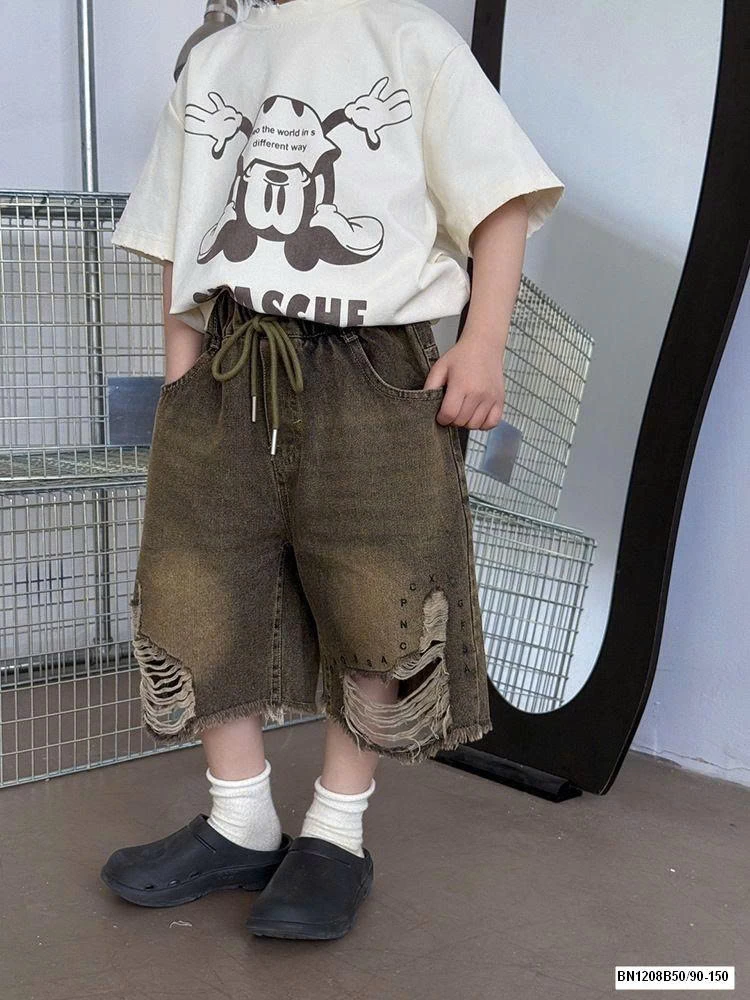 QUẦN SHORT JEAN RÁCH NÂU