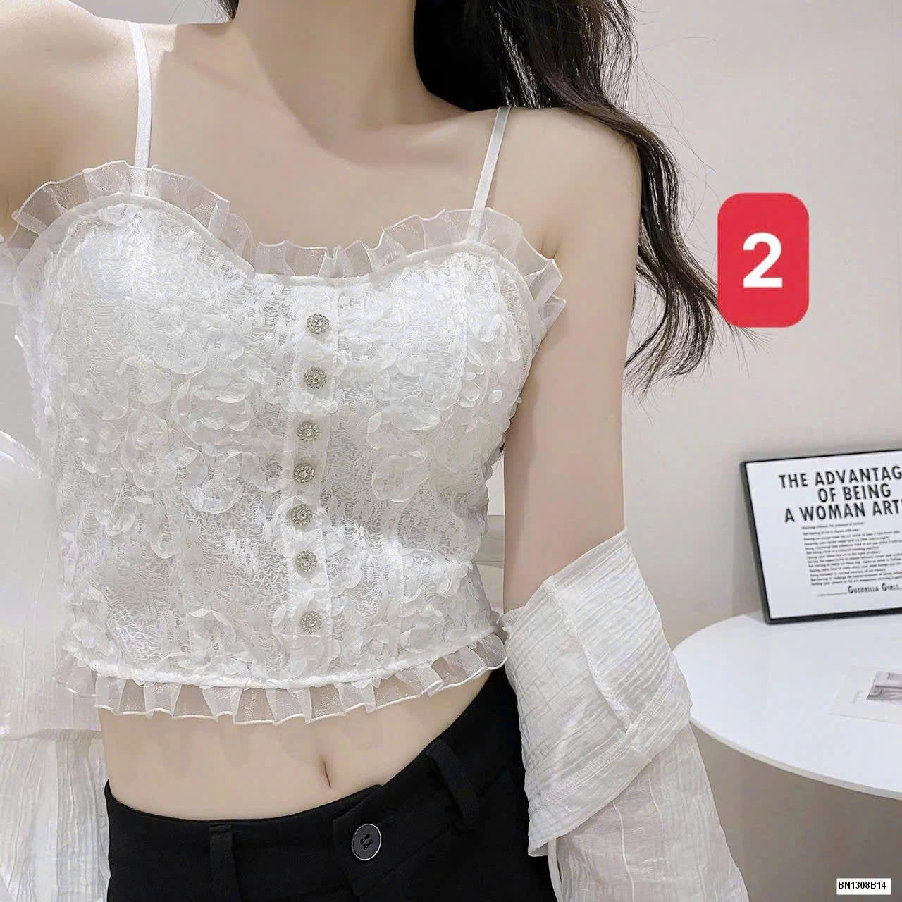 ÁO 2S CROPTOP PHỐI REN