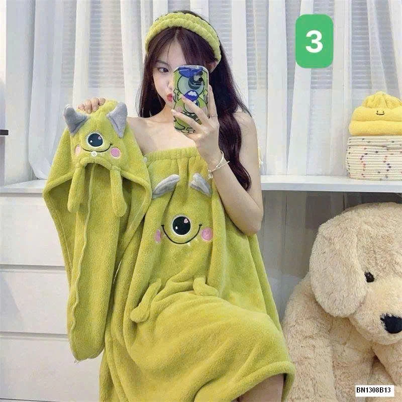 SET 3 MÓN VÁY TẮM HOẠT HÌNH VẢI LÔNG CỪU