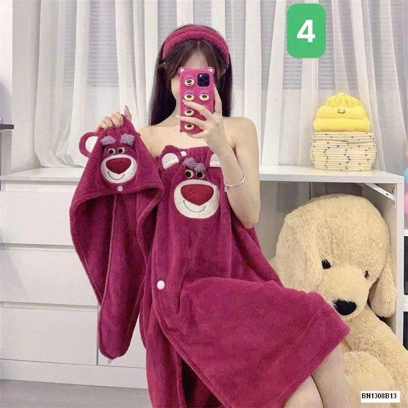 SET 3 MÓN VÁY TẮM HOẠT HÌNH VẢI LÔNG CỪU