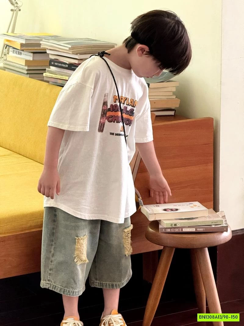 ÁO THUN CO.CA MIX JEANS RÁCH