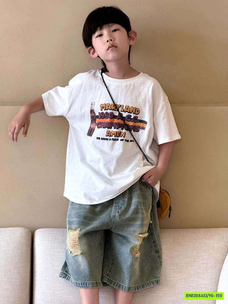 ÁO THUN CO.CA MIX JEANS RÁCH