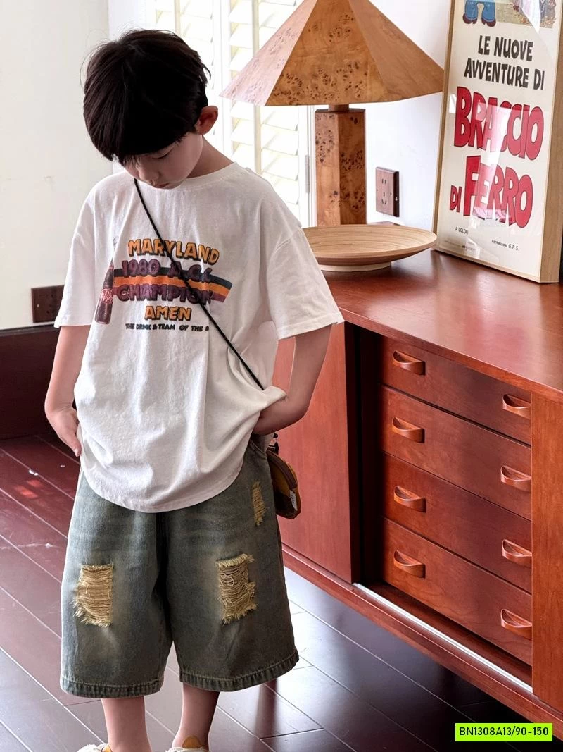 ÁO THUN CO.CA MIX JEANS RÁCH