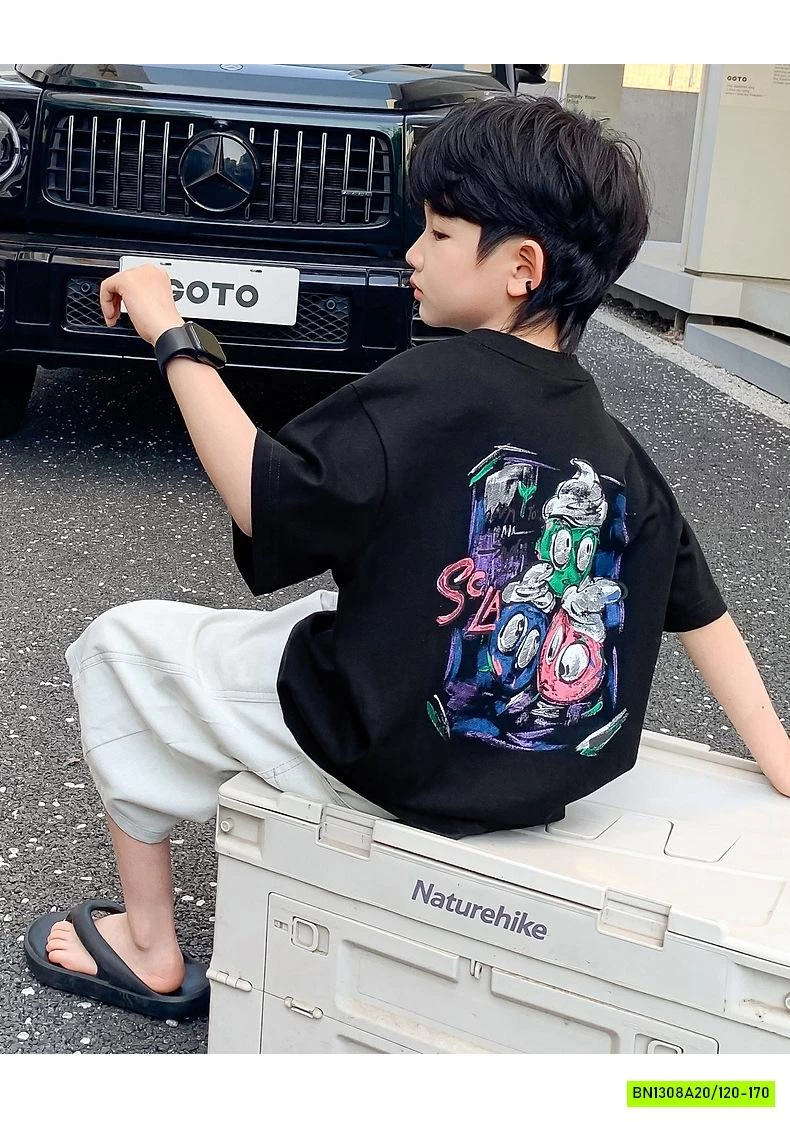 ÁO THUN ĐEN IN HÌNH LƯNG HHBABY