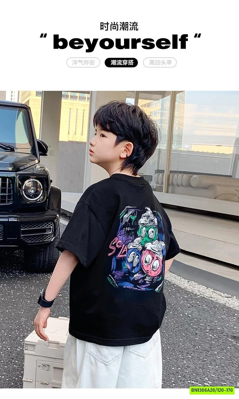 ÁO THUN ĐEN IN HÌNH LƯNG HHBABY