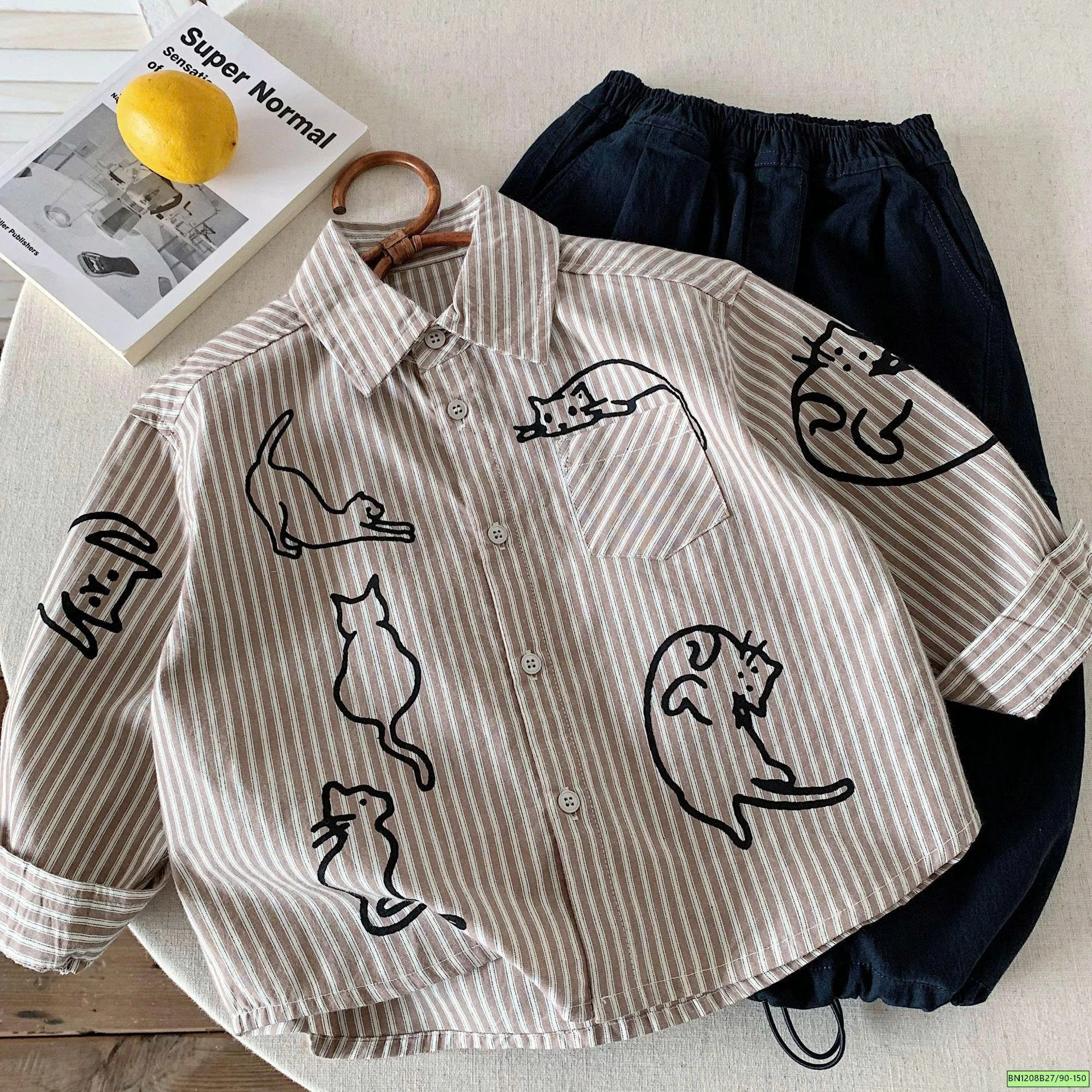 ÁO SƠ MI SỌC IN MÈO