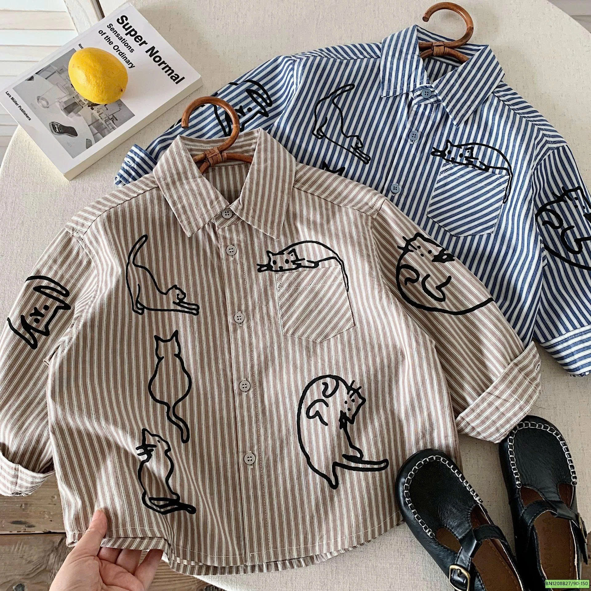 ÁO SƠ MI SỌC IN MÈO