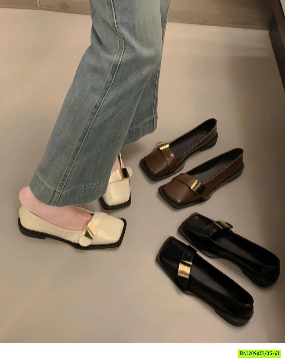 GIÀY BÚP BÊ MŨI VUÔNG PHỐI QUAI