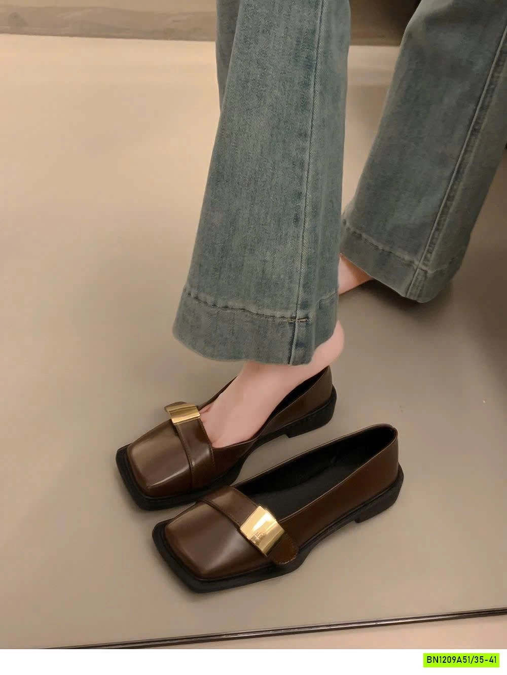 GIÀY BÚP BÊ MŨI VUÔNG PHỐI QUAI