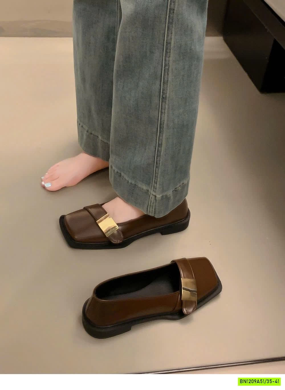 GIÀY BÚP BÊ MŨI VUÔNG PHỐI QUAI