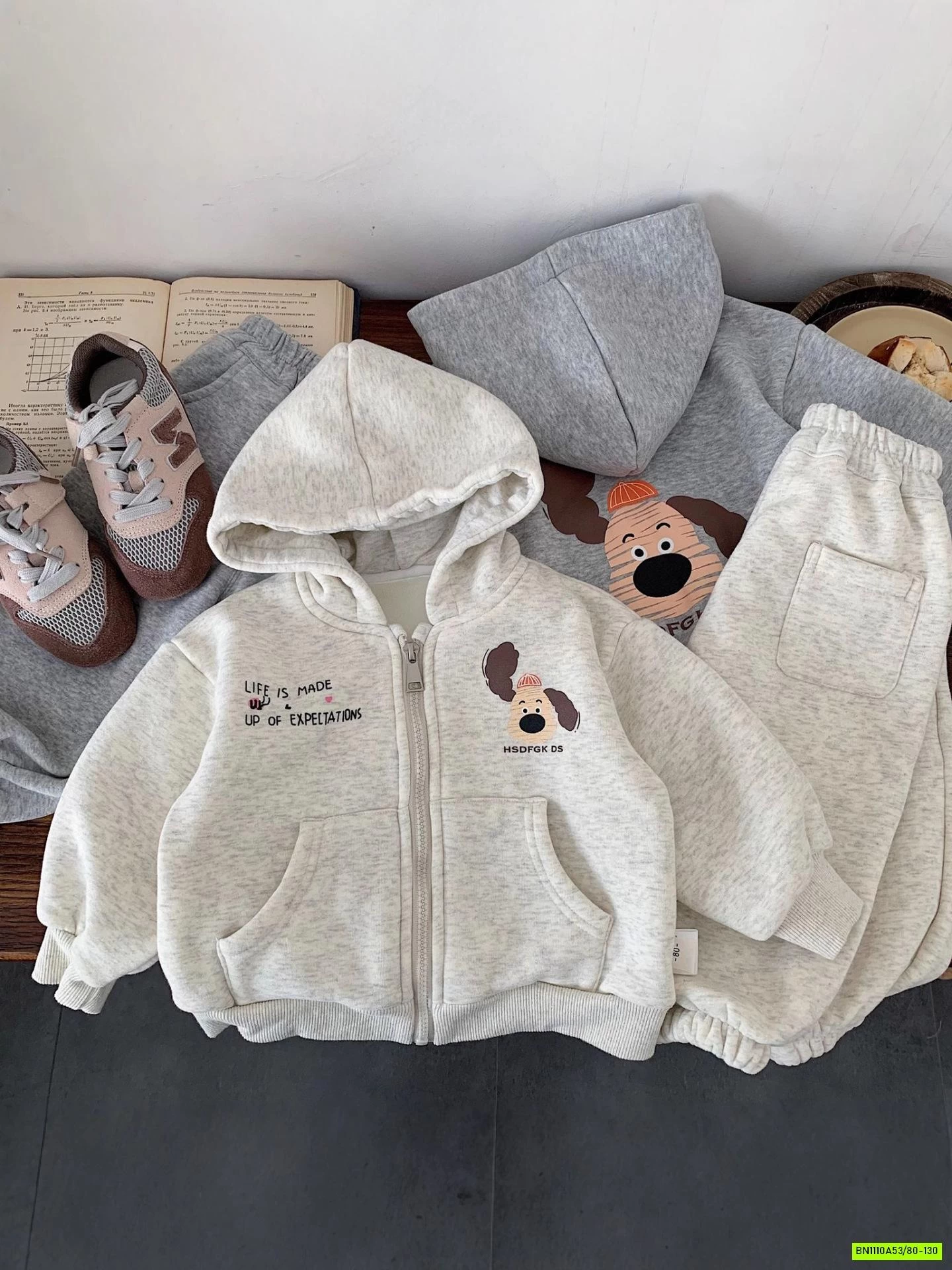 SÉT NỈ CÚN KHÓA KÉO LIỀN MŨ