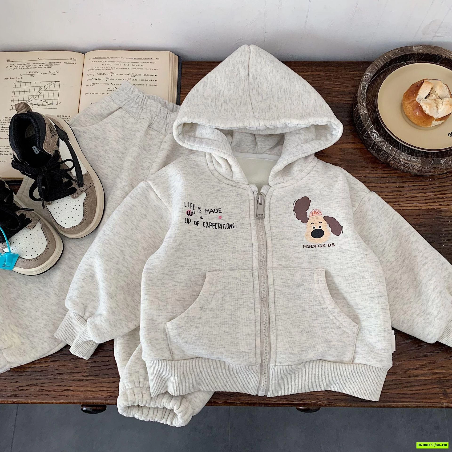 SÉT NỈ CÚN KHÓA KÉO LIỀN MŨ