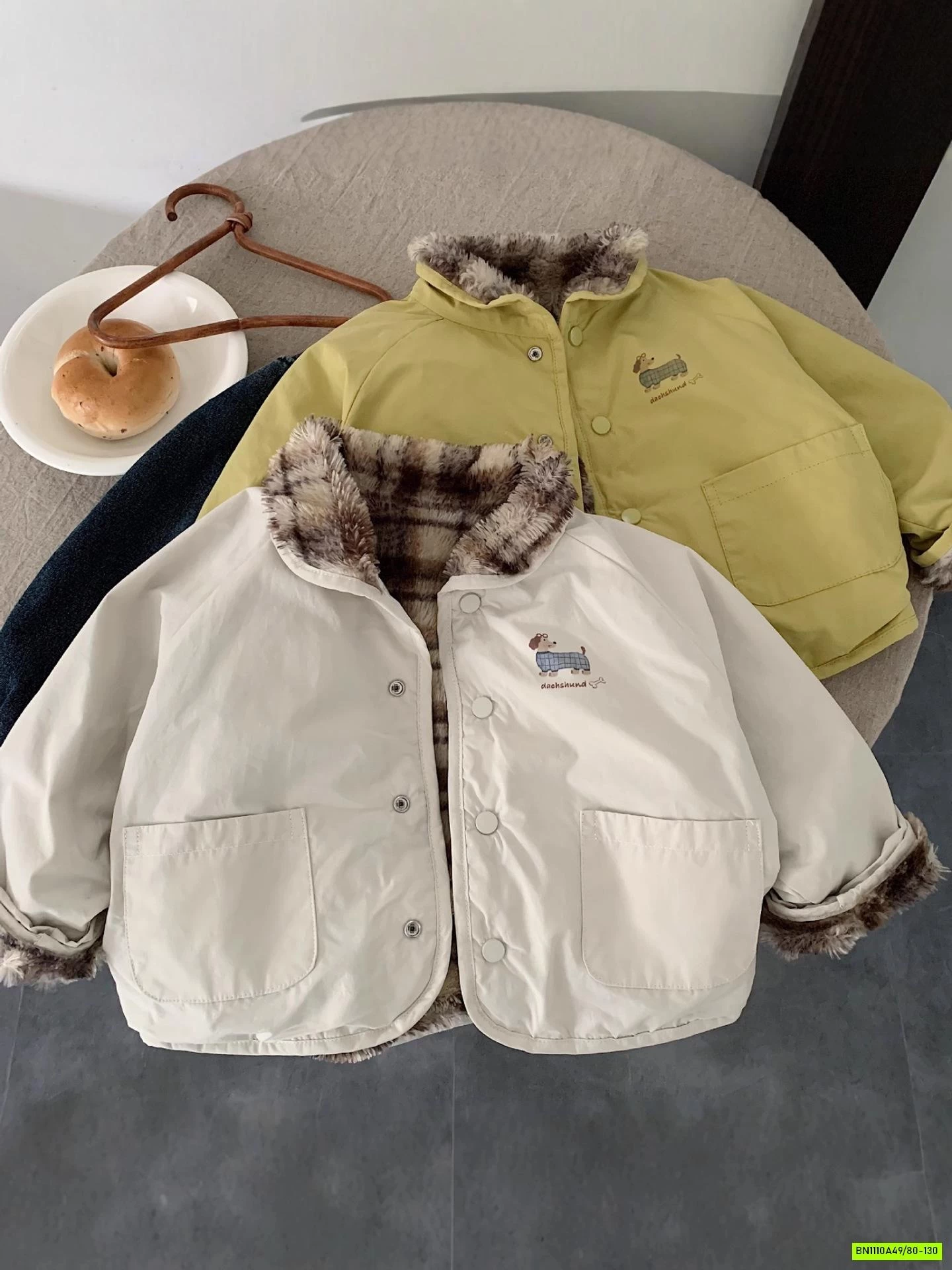 KHOÁC 2 MẶT LÔNG CARO NÂU