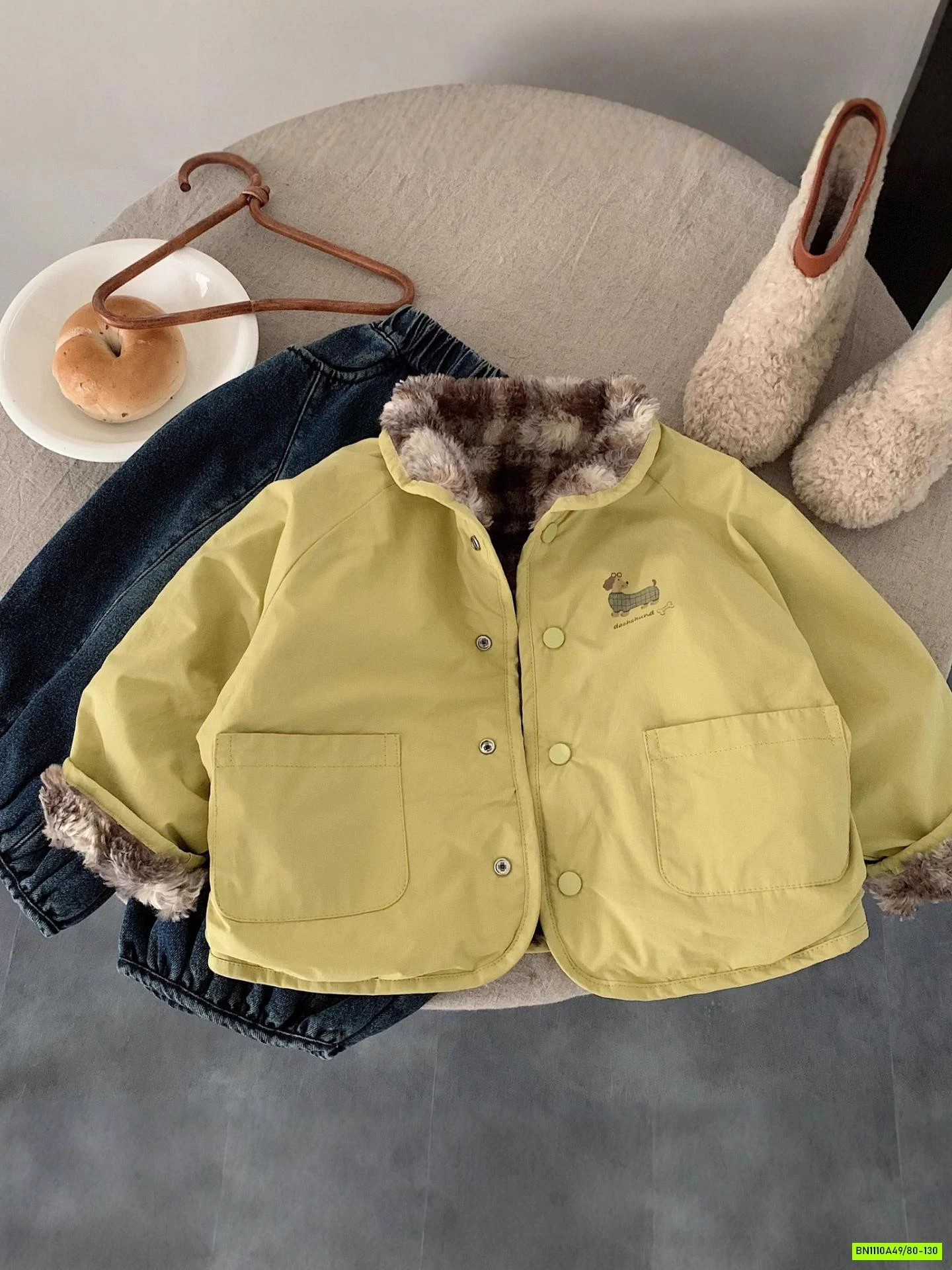 KHOÁC 2 MẶT LÔNG CARO NÂU