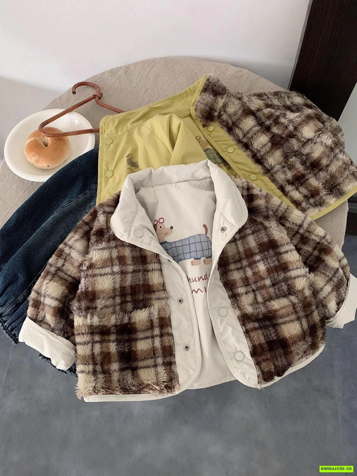 KHOÁC 2 MẶT LÔNG CARO NÂU