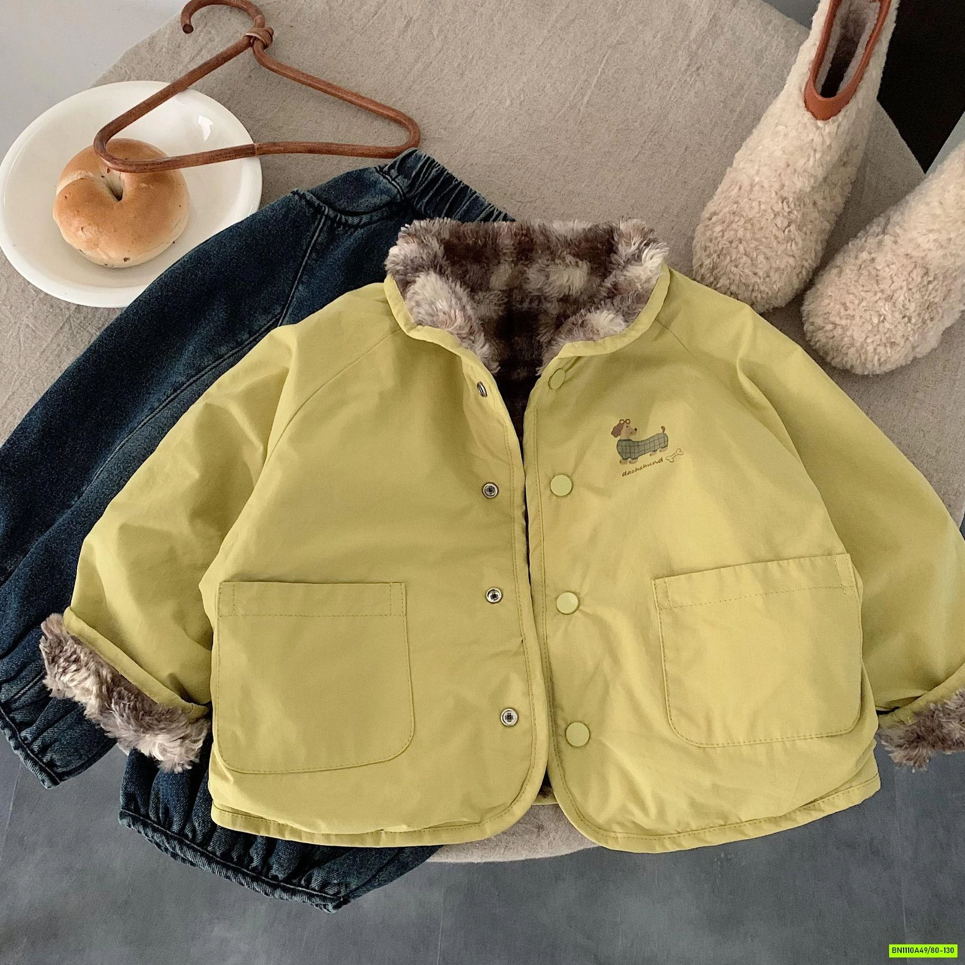 KHOÁC 2 MẶT LÔNG CARO NÂU