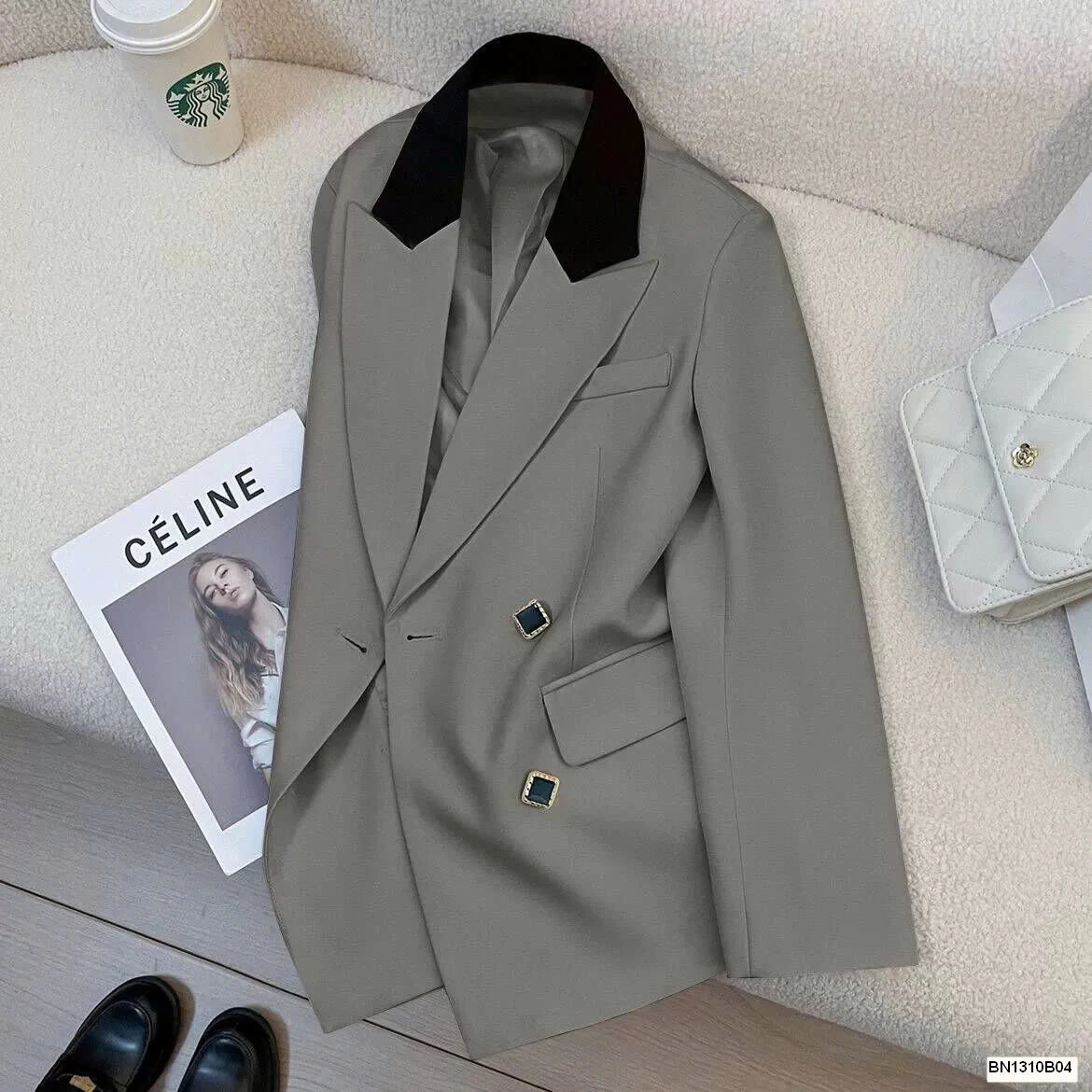 ÁO BLAZER PHỐI CỔ NỮ