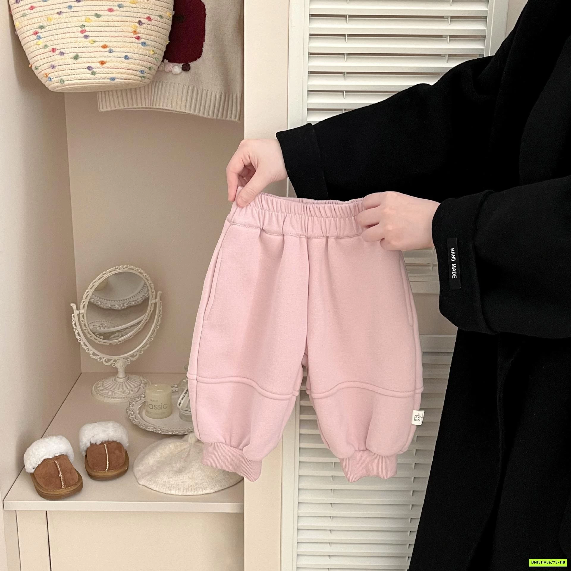 QUẦN NỈ HỒNG BO GẤU LÓT LÔNG