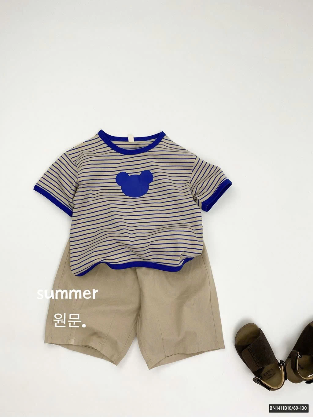 ÁO THUN MẶT GẤU KẺ NGANG