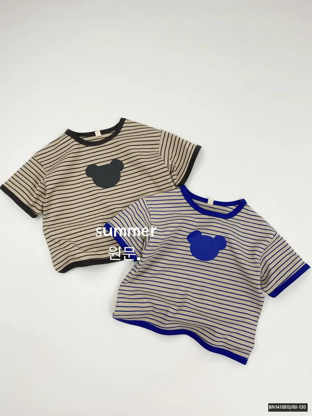 ÁO THUN MẶT GẤU KẺ NGANG