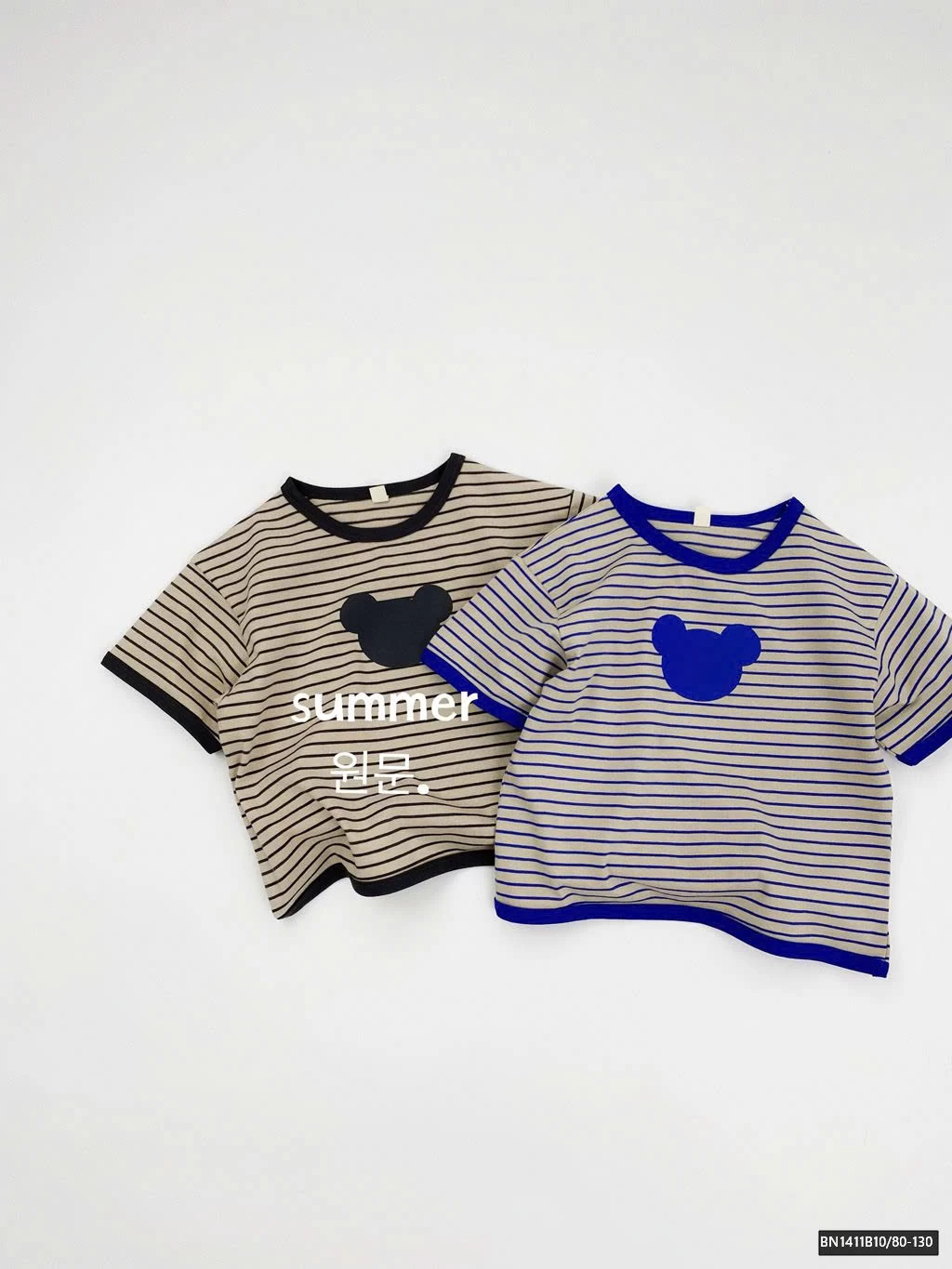 ÁO THUN MẶT GẤU KẺ NGANG