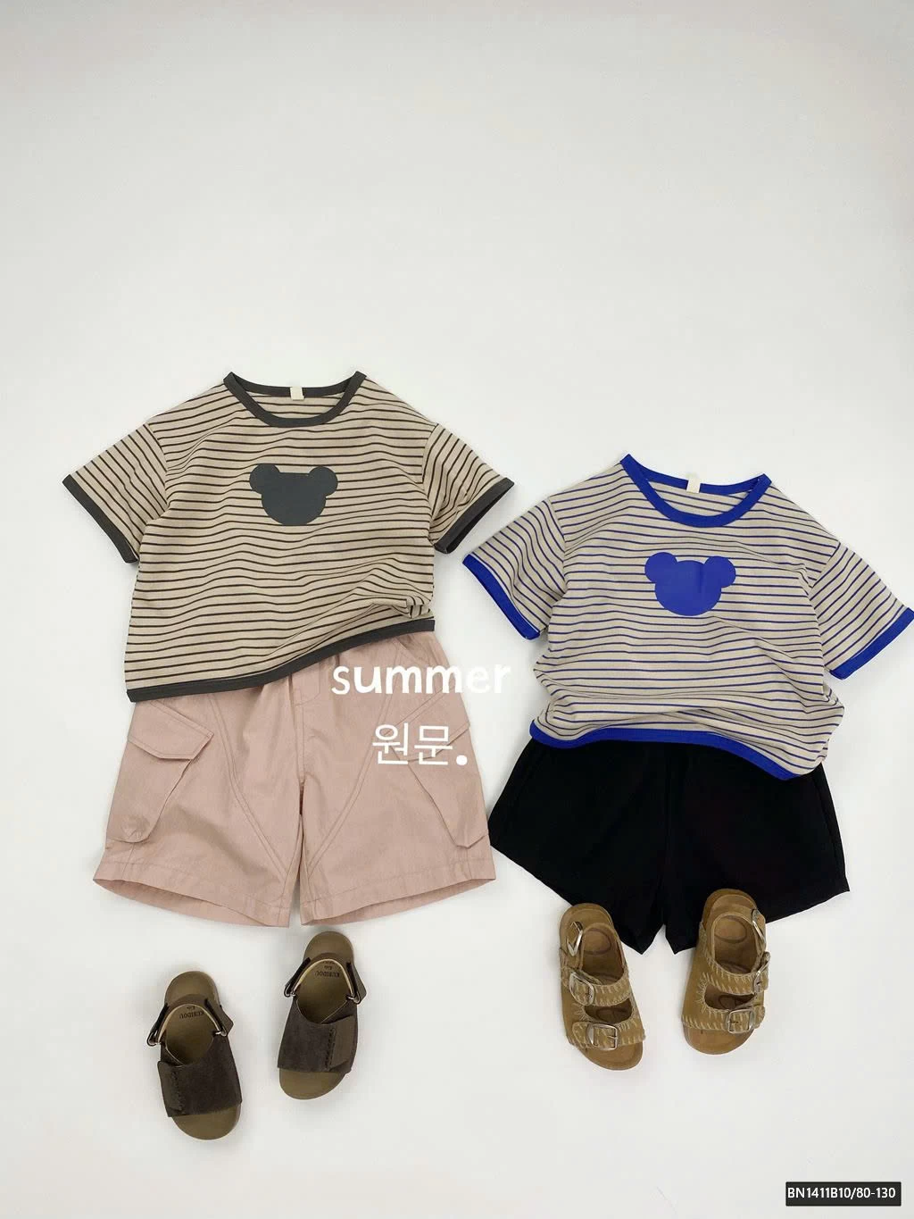 ÁO THUN MẶT GẤU KẺ NGANG