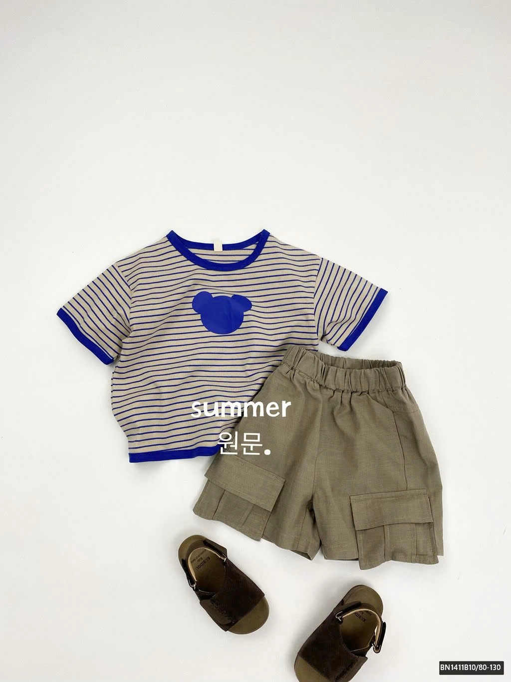 ÁO THUN MẶT GẤU KẺ NGANG