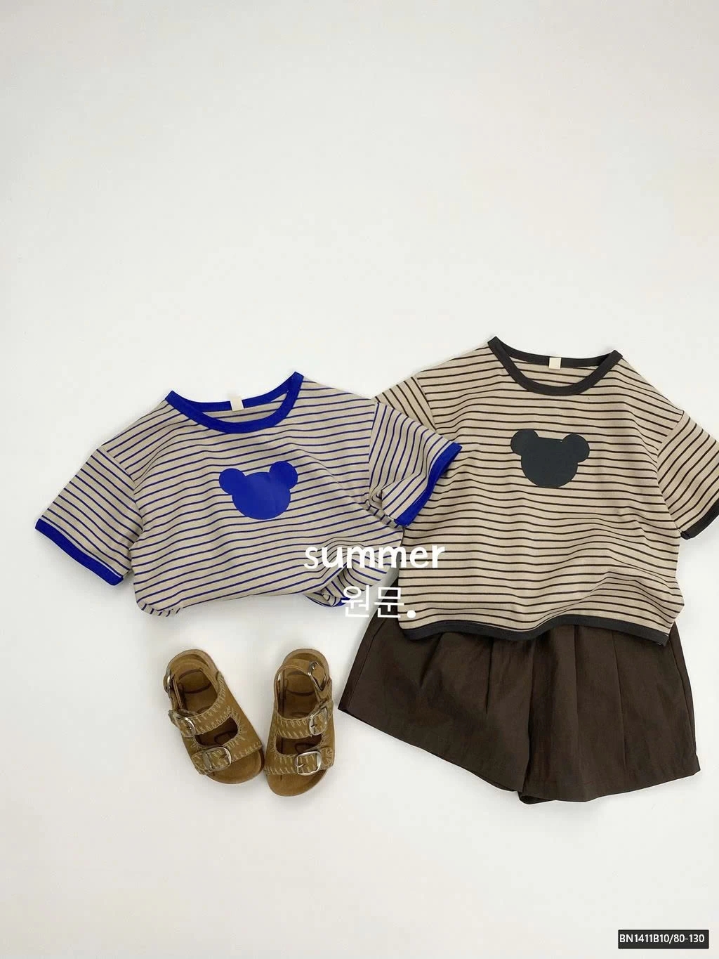 ÁO THUN MẶT GẤU KẺ NGANG