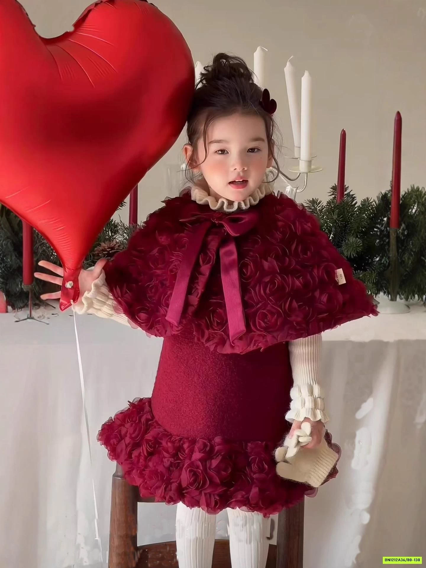 SÉT VÁY ĐỎ HOA HỒNG 3D