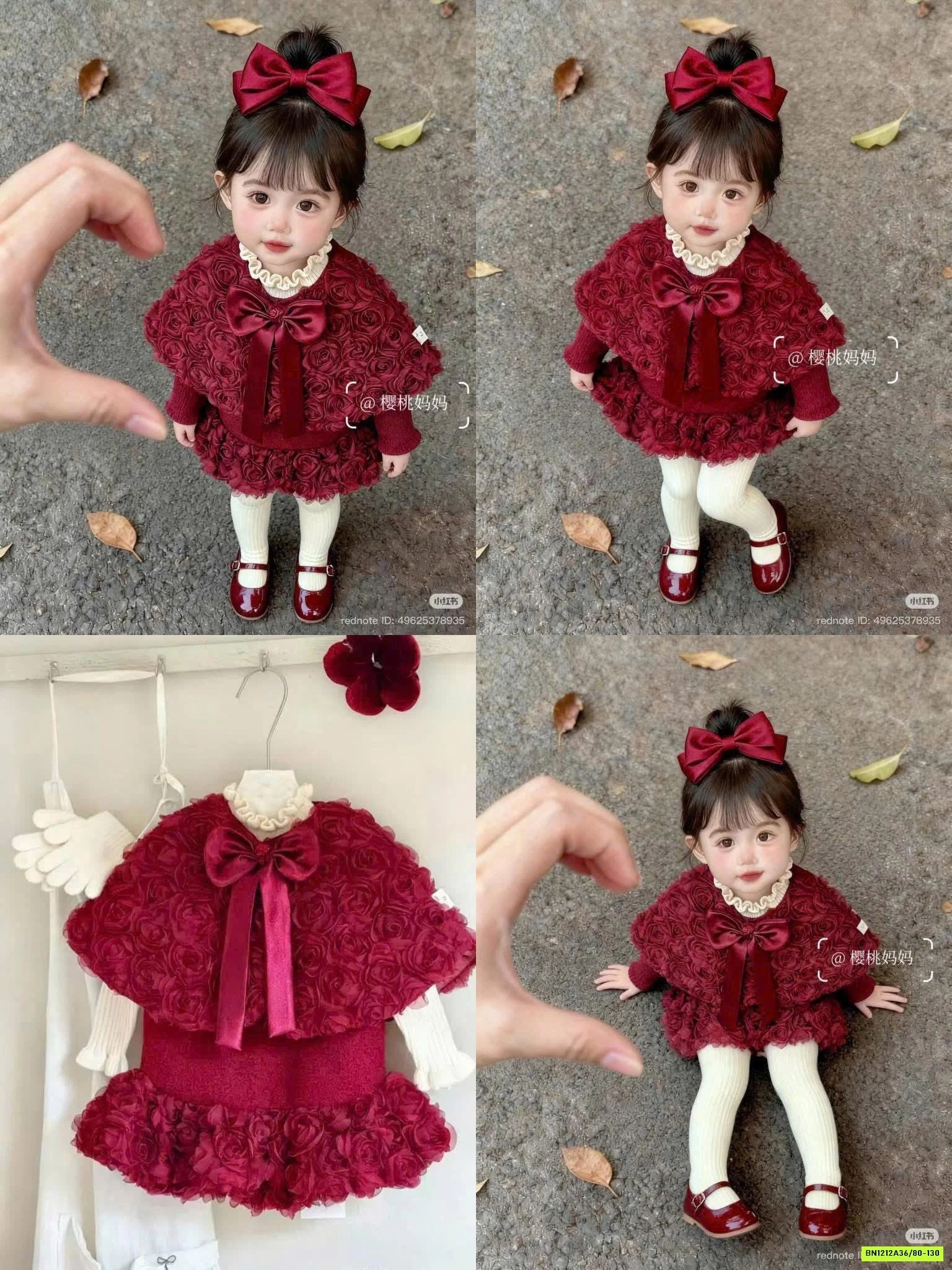 SÉT VÁY ĐỎ HOA HỒNG 3D