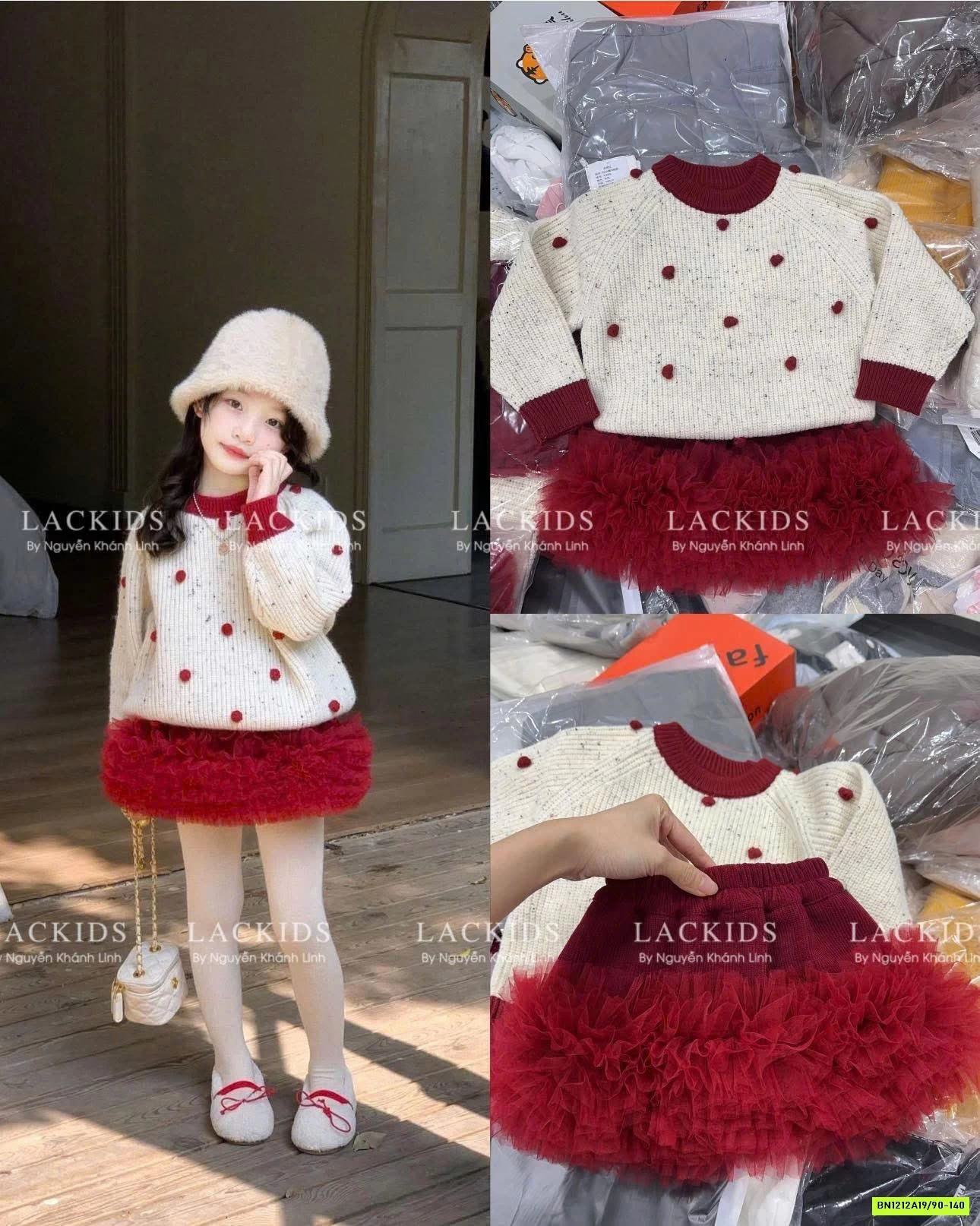 SÉT ÁO LEN MIX CV VOAN ĐỎ