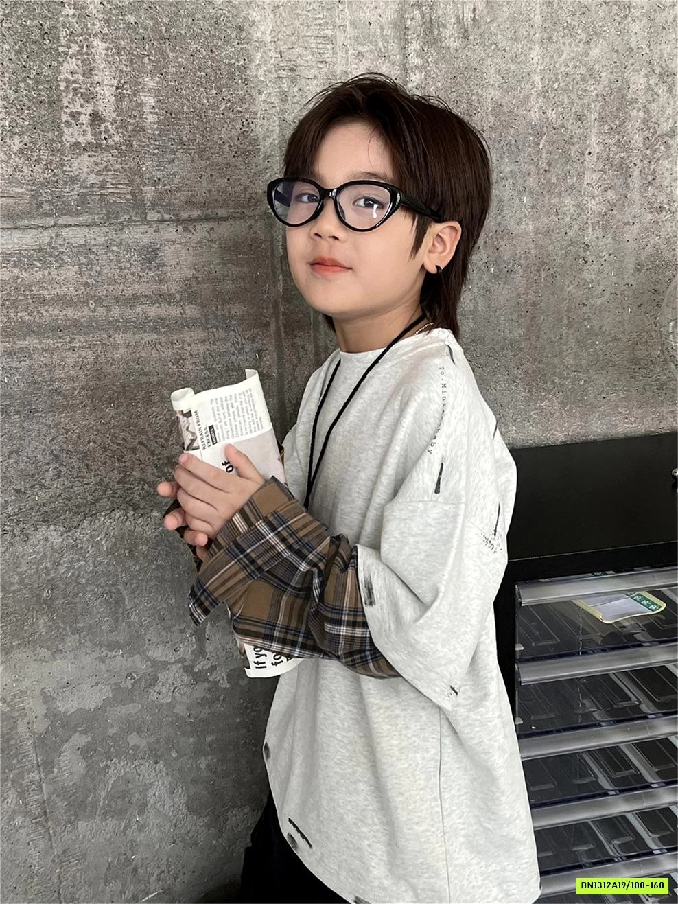 ÁO THUN XÁM GIẢ 2 LỚP CARO NÂU SNIDOLS